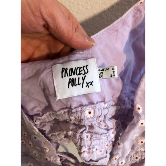 Princess Polly Purple Delilah Floral Front Tie Size 2 - Picture 6 of 7